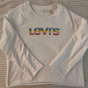 (3/$20) Levi's White Crew-Neck with Rainbow Logo
